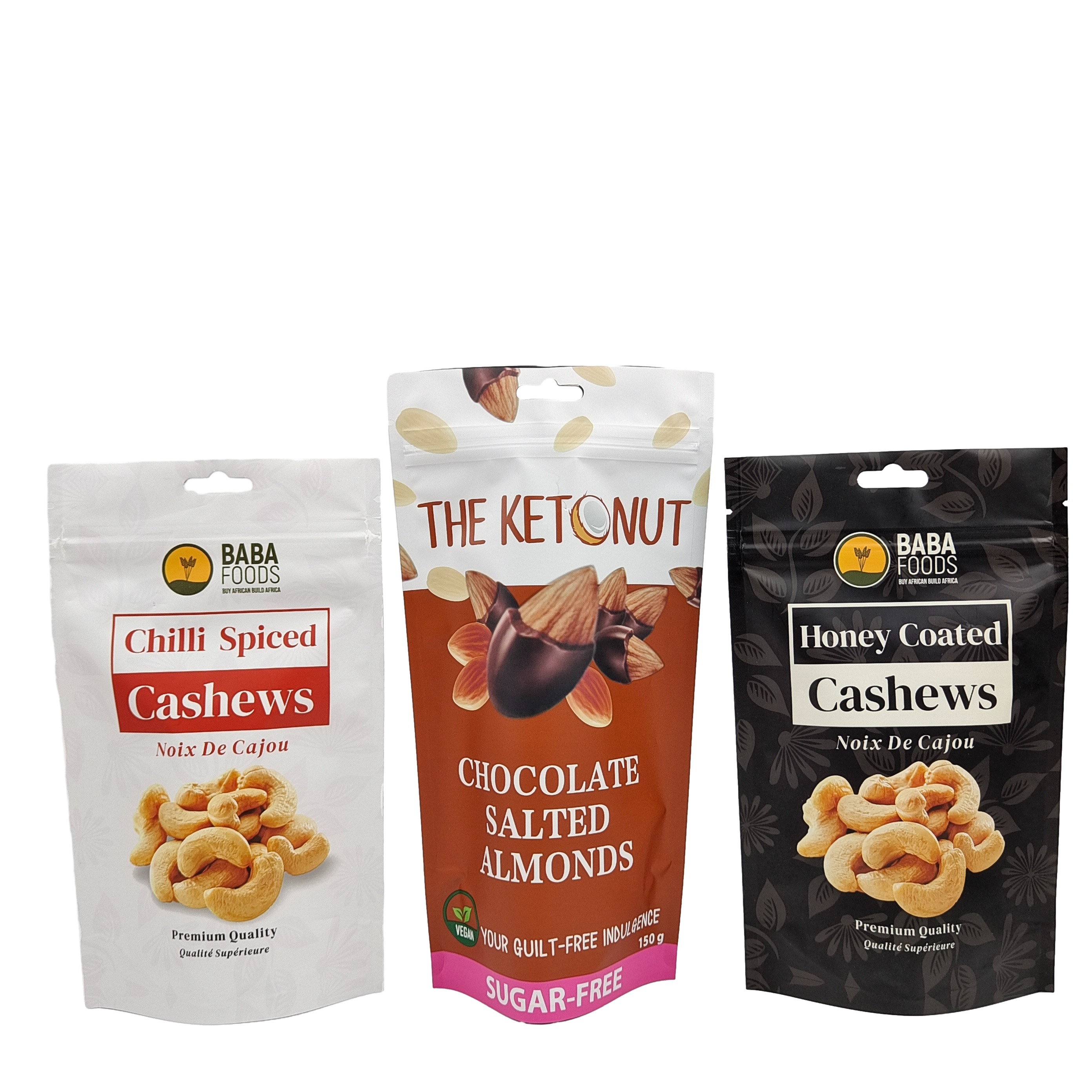 カスタム スタンドアップ ザイパー キャシューナッツ チョコレート 食品 ポケット アルミホイル ザイプロック 梱包袋