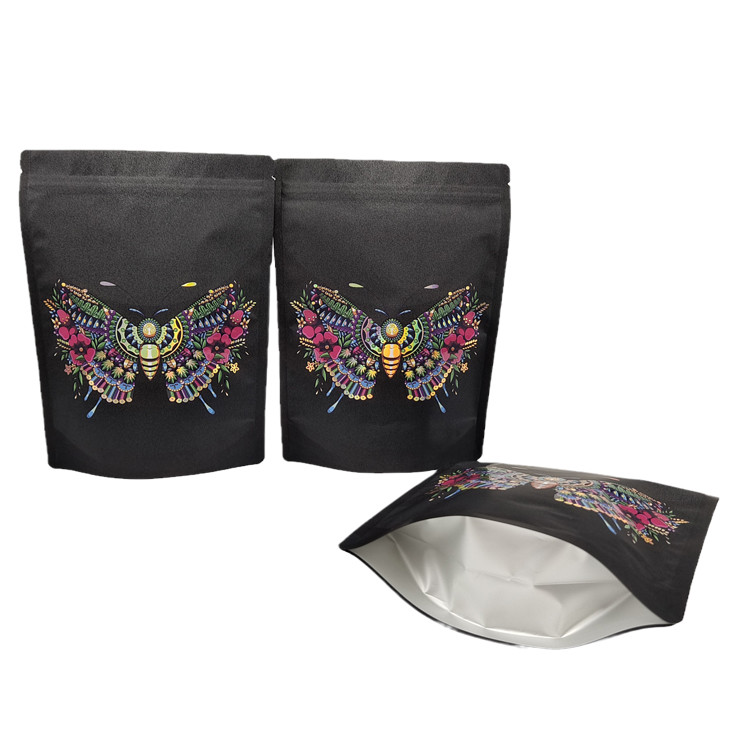 オーダーメイド 再開可能なマイラーバッグ スタンドアップクラフト紙包装バッグ 植物用 生物分解性 紫外線スポット付きジッパーバッグ