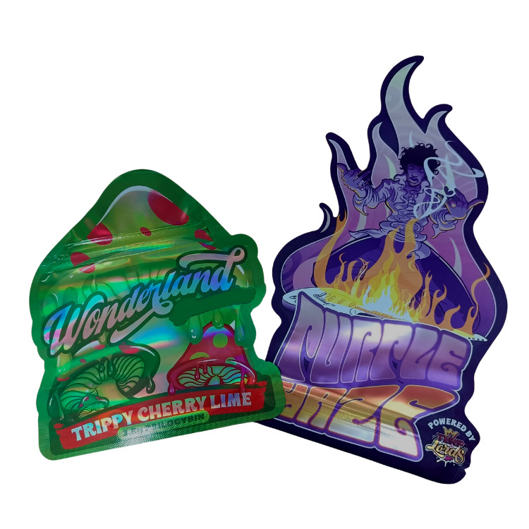 カスタムプリントマットソフトタッチバッグ 3.5g マイラーバッグ デジタルプリントホログラム 切断式マイラージップロックバッグ