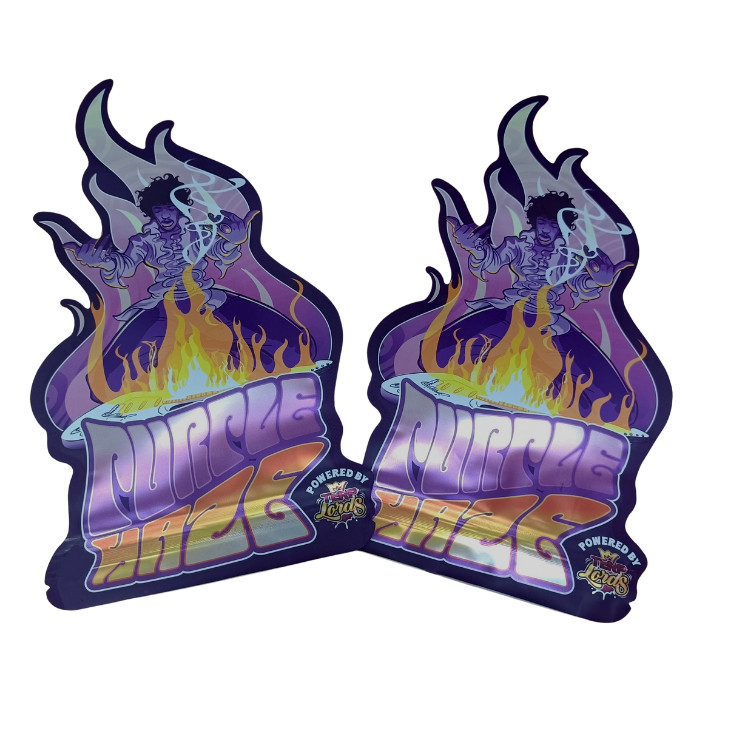 カスタム印刷 3.5g マイラーバッグ 切断式不規則バッグ シップロックサークル マイラー 柔らかいタッチ プラスチック食品キャンディバッグ