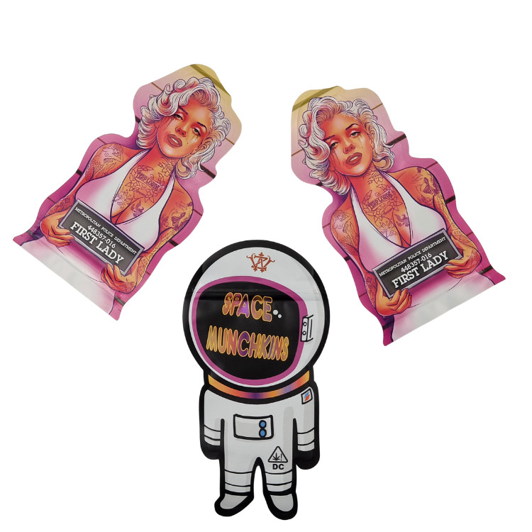 カスタムプリント形 ミニマイラーバッグ 1g 3.5g 7g 14g 28g キノコ 子供耐臭 柔らかい触覚 カーリ パック マイラーバッグ