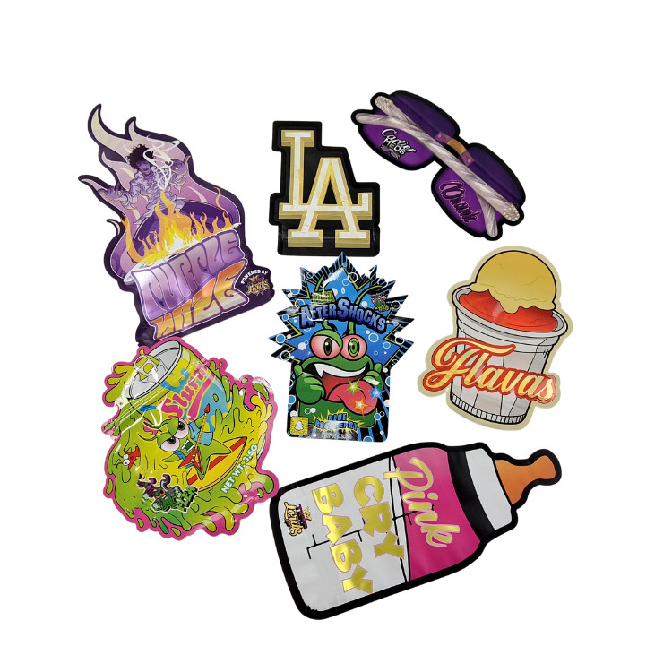 3.5g カスタマイズされたパッケージングとロゴの印刷 特別なユニークな形内印刷 ホログラフィック 切断されたマイラーバッグ