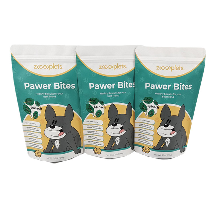 ローMOQ スタンドアップポーチ クラフト紙 プリント ペット トリート 臭いを防ぐ袋 ロゴ付き