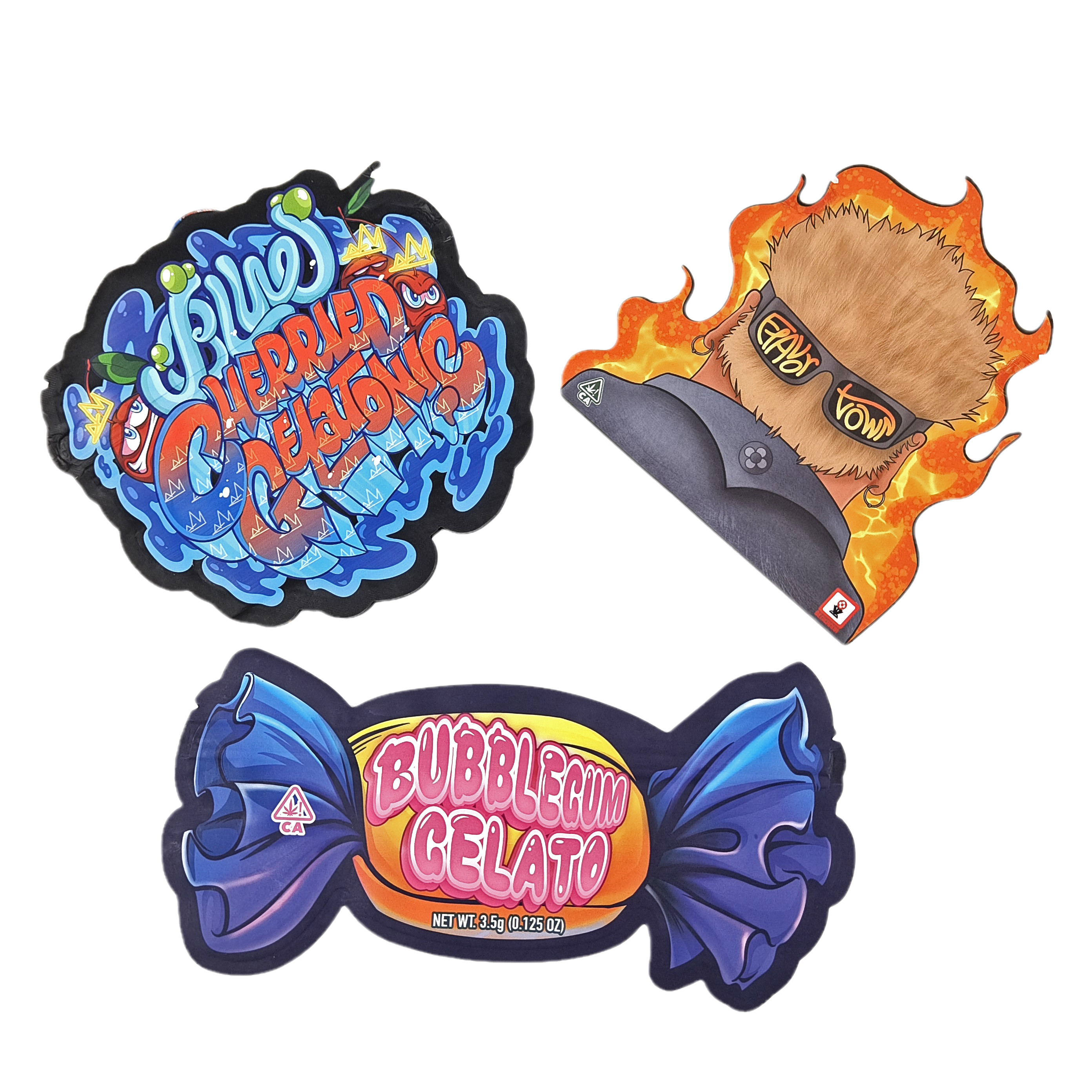 特殊 不規則形 臭いを防げる袋  Ziplock カスタム28g 14g 7g 3.5g 切断式 スナック 食品 包装 マイラー バッグ