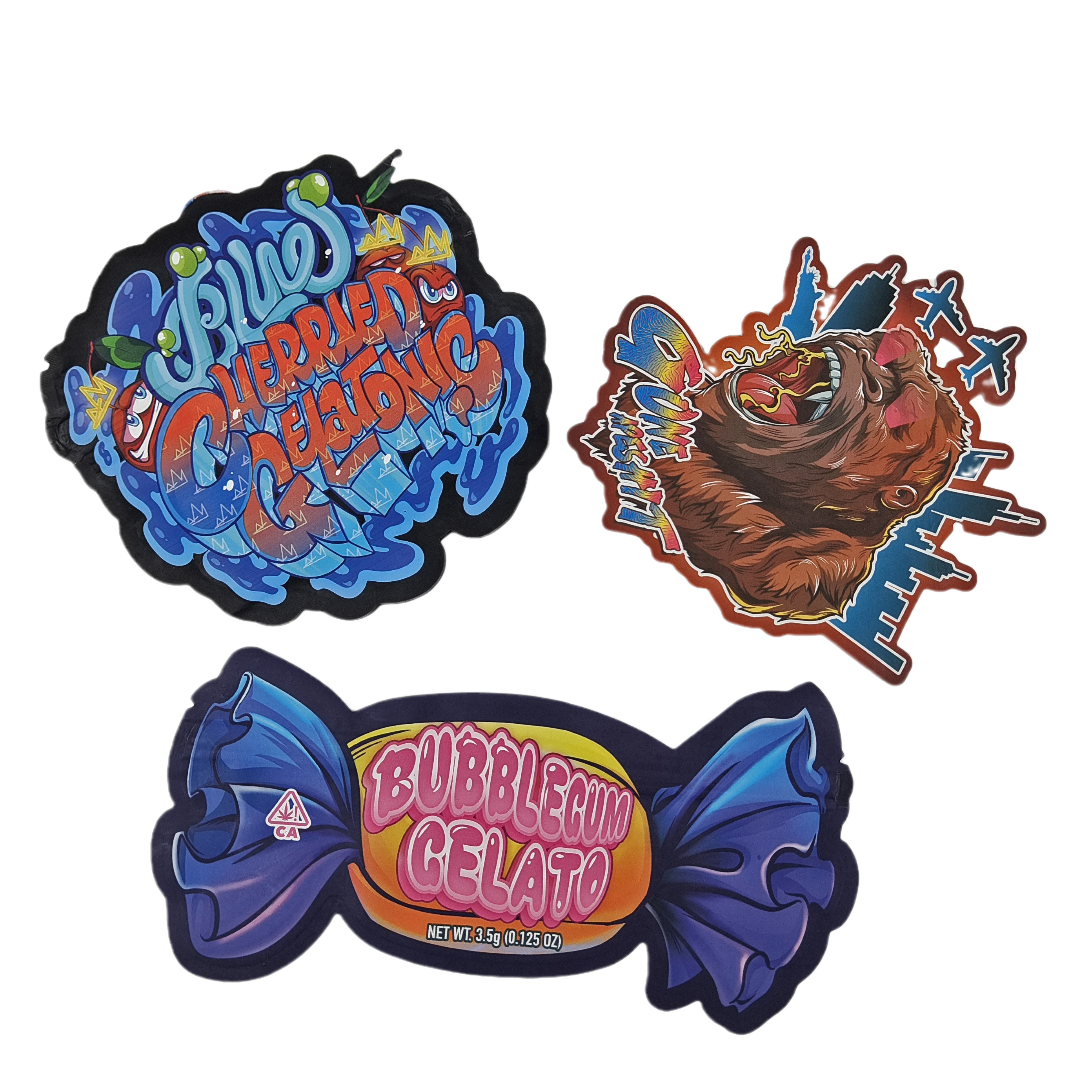 カスタム デジタル プリント ダイカット 不規則 3.5g バッグ 特殊 形 食品 プラスチック シープロック 梱包 マイラー バッグ