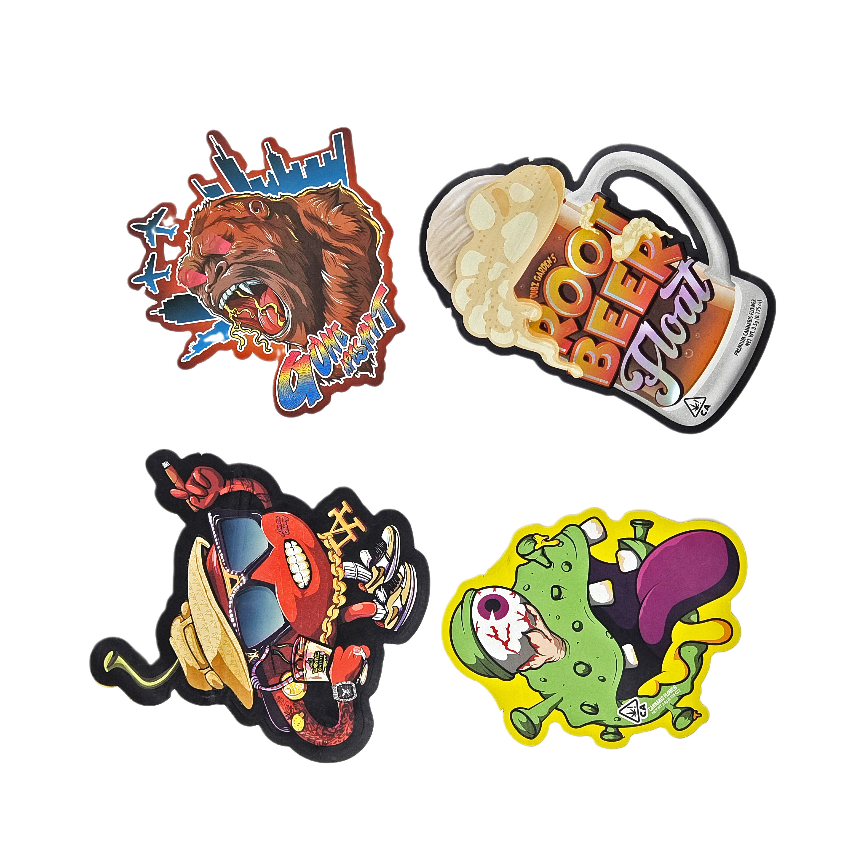 3.5g 7g カスタムプリント 特別 切断 不規則 形状 マイラー バッグ 防臭 ザイパー スナック 包装 マイラー バッグ