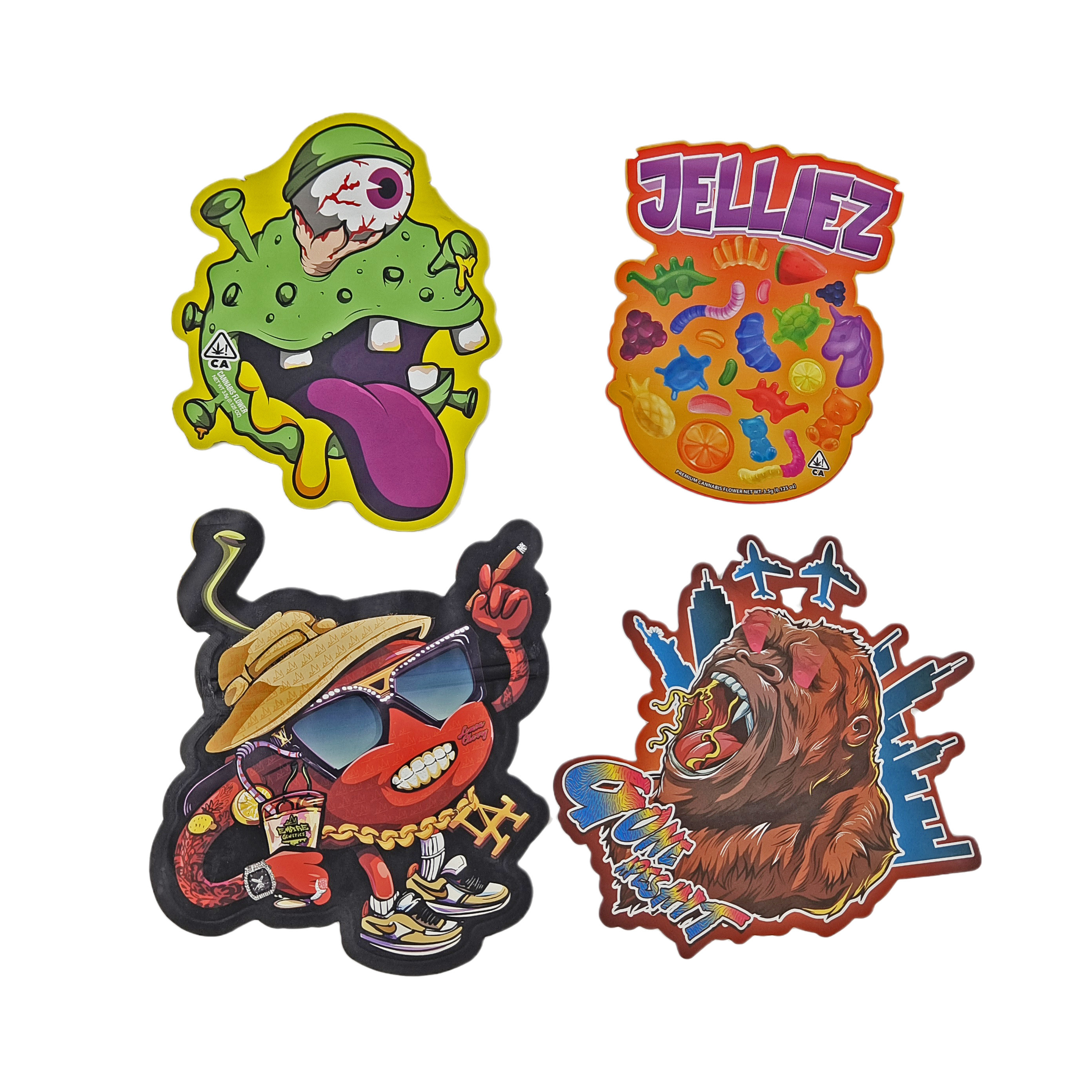 カスタム印刷 3.5g クッキーキャンディス スナック 特殊形 Ziplock プラスチック袋 臭いを防いで 切断されたマイラー袋