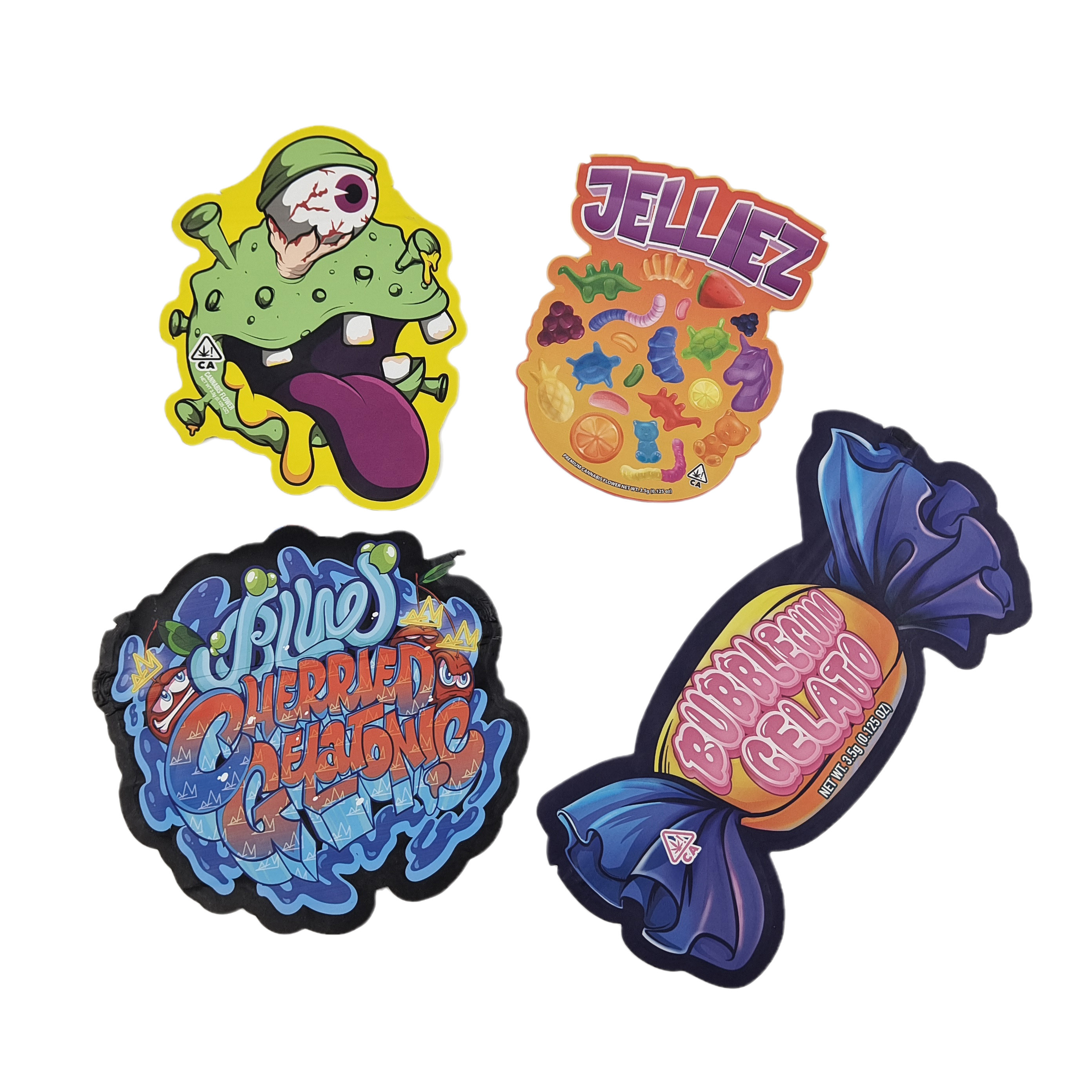 カスタム 切断 プラスチック プリント ロゴ 匂いが しない 3.5 食用 食品 包装  Ziplock 食用 スナック マイラー バッグ