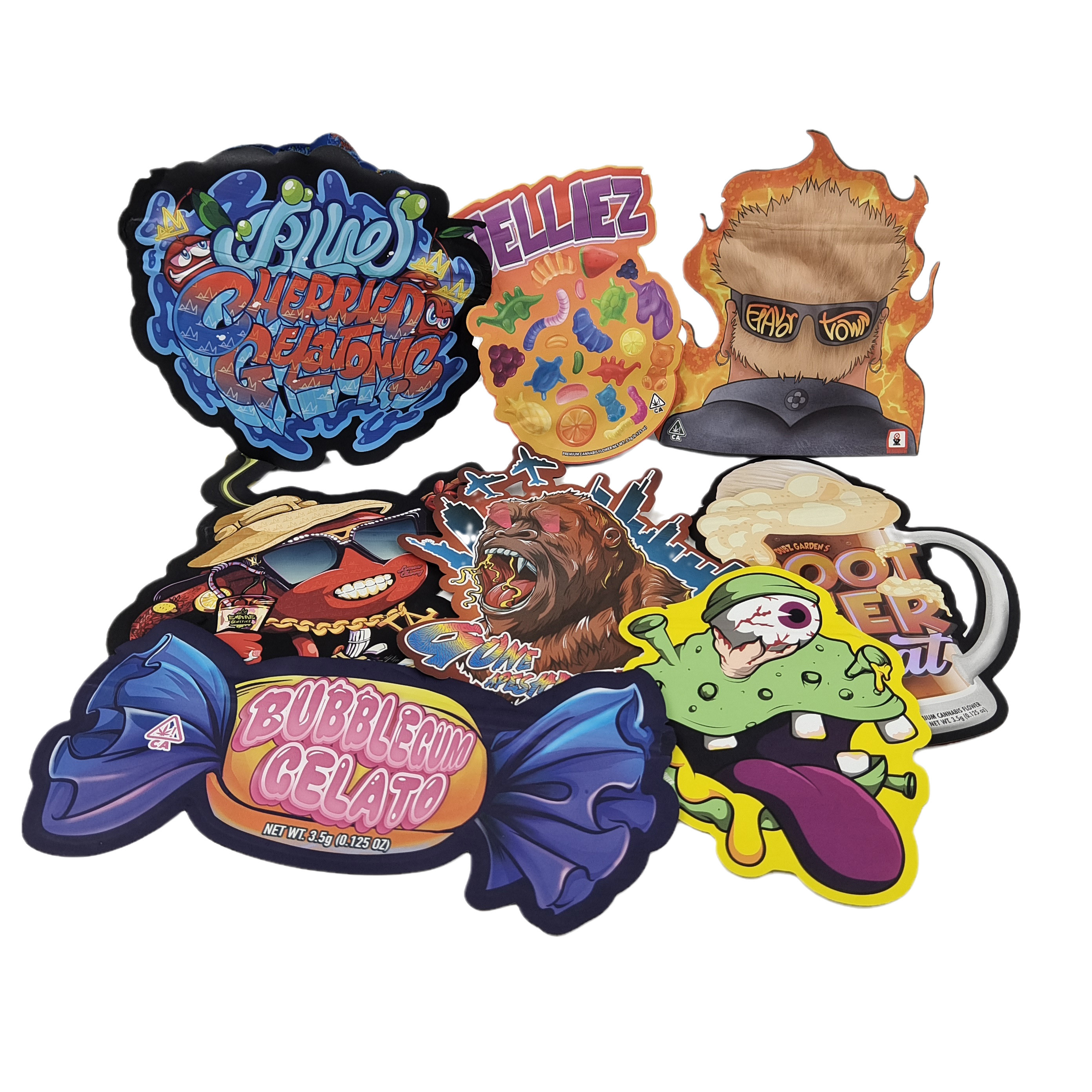 3.5g カスタムプリント マイラー袋 不正形型 切断型 シープロック袋 スナック・クッキー・キャンディ用の包装袋