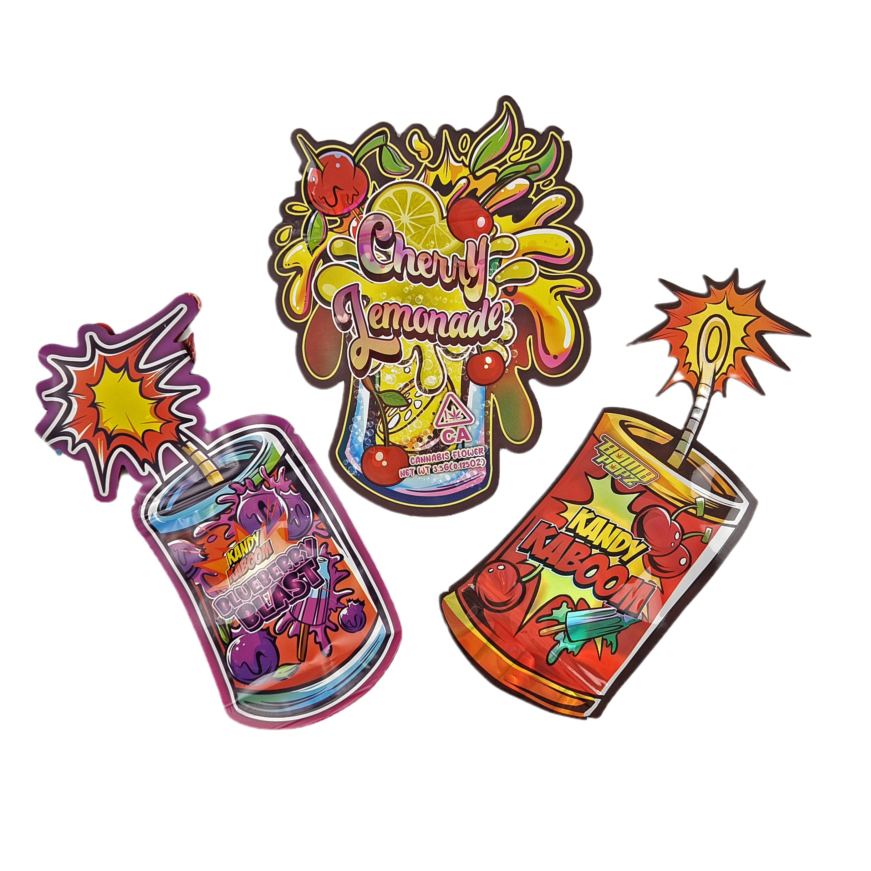 不規則な形状の包装 シップロックホログラフフィルム3.5g 臭いを防いで切断されたマイラーバッグ