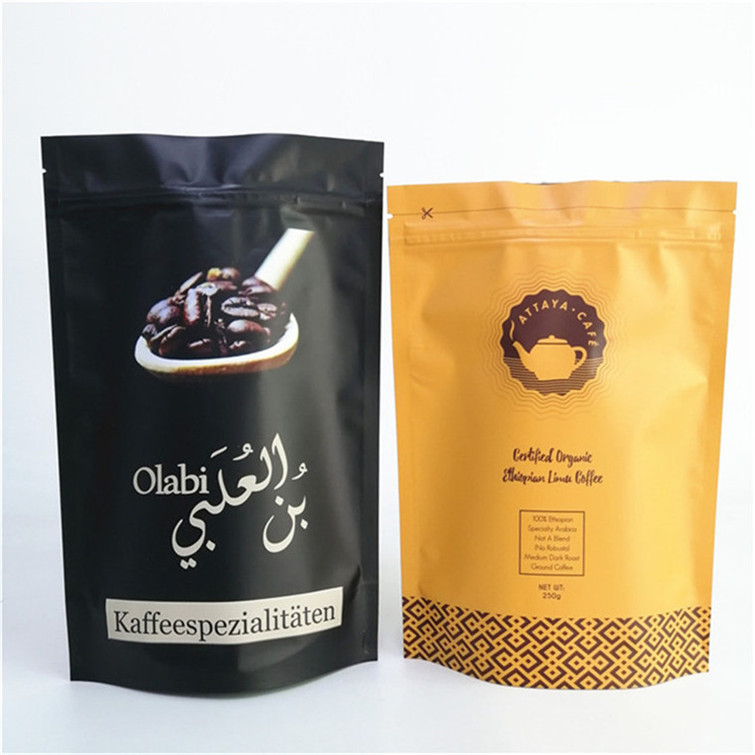 カラープリント カスタムパッケージ カフェ  Ziplock スタンドアップ ポッチ バッグ 250g 500g 1kg