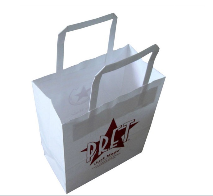 Samll の白いハンドル クラフトはパン/ハンバーガーのための紙袋をカスタマイズしました