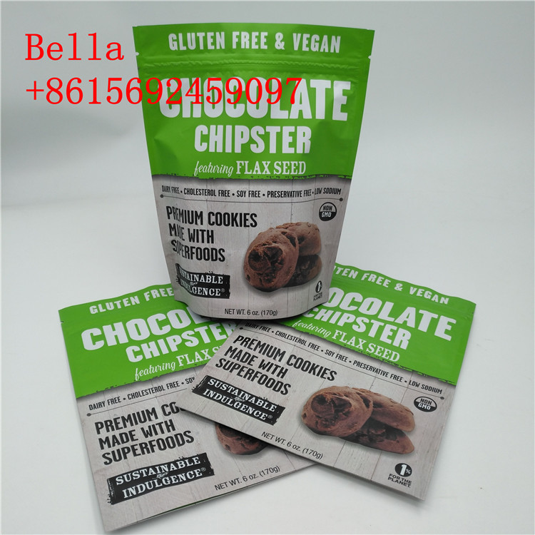 カスタム化色のアルミ ホイルはクッキーの包装のためのジッパーの上のハンドルを袋に入れます