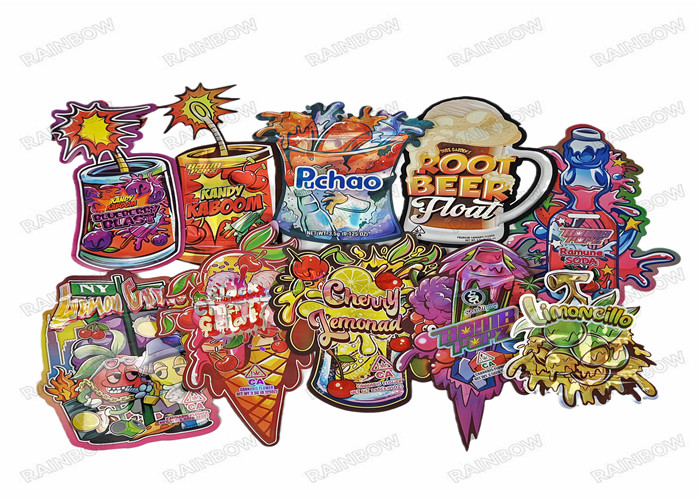 Holograph習慣の定形アルミニウム柔らかいタッチ3.5gの食品包装はマイラー型抜きされた袋を袋に入れる