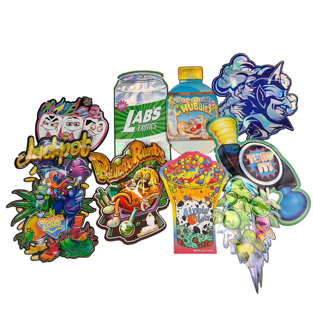 食品グレード ドイパック ダイカット カリ 3.5g 7g 14g 28g シュガークッキー マイラーバッグ 光沢/マット 防臭 ジップロックバッグ