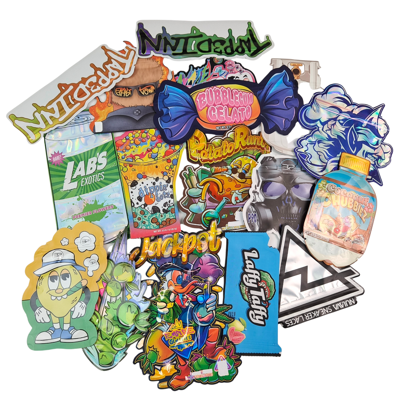 レインボーパッケージ カスタム 切断式 マイラーバッグ 特殊形 3.5g 7g 14g 28g 防臭 防臭 食用 プラスチック バッグ