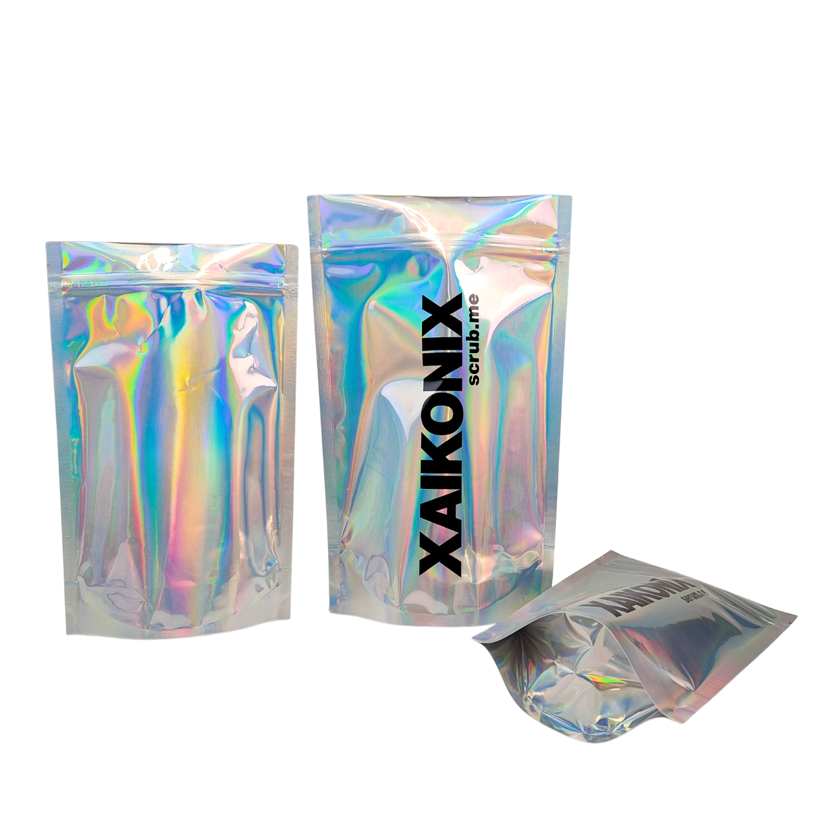 Customized Hologram Mylar Bags Resealable Smell Proof Holographic Plastic Zipper Bags