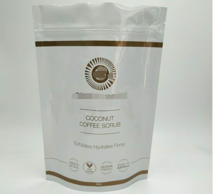 白い光沢のある化粧品の包装袋は、ボディのためのアルミ ホイル袋を浸ります立てます