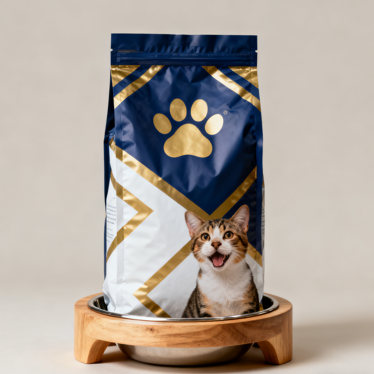 オーダーメイド 生物分解性 動物用飼料 食品 包装 マイラー袋 サイド ガセット ポケット 犬 猫 ペット 食品 ザイプ バッグ バルブ