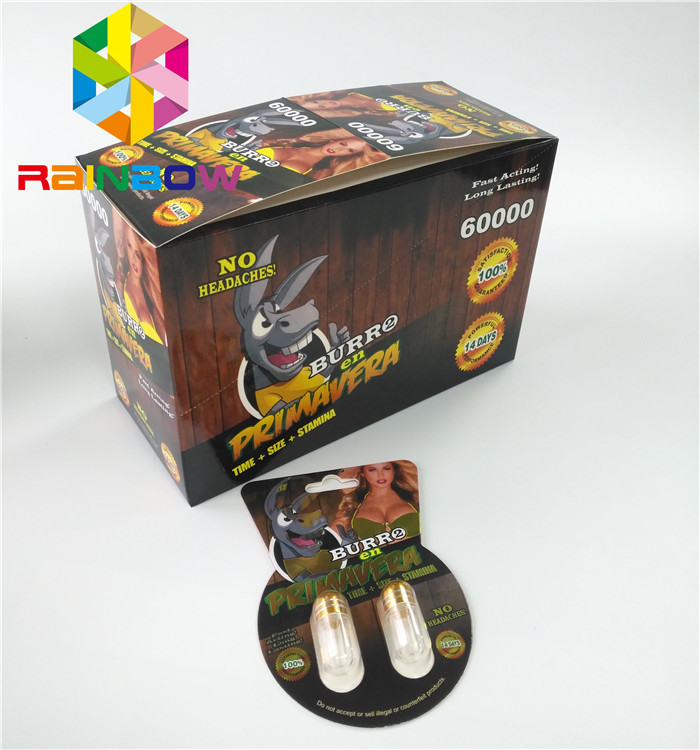 注文の性の強化の丸薬Burro2 60000紙カードを包む光沢のあるまめカード