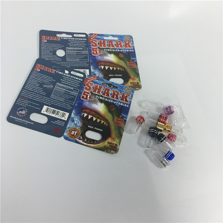 サイの箱のまめの鮫の紙カードを包む男性の強化の丸薬カプセル