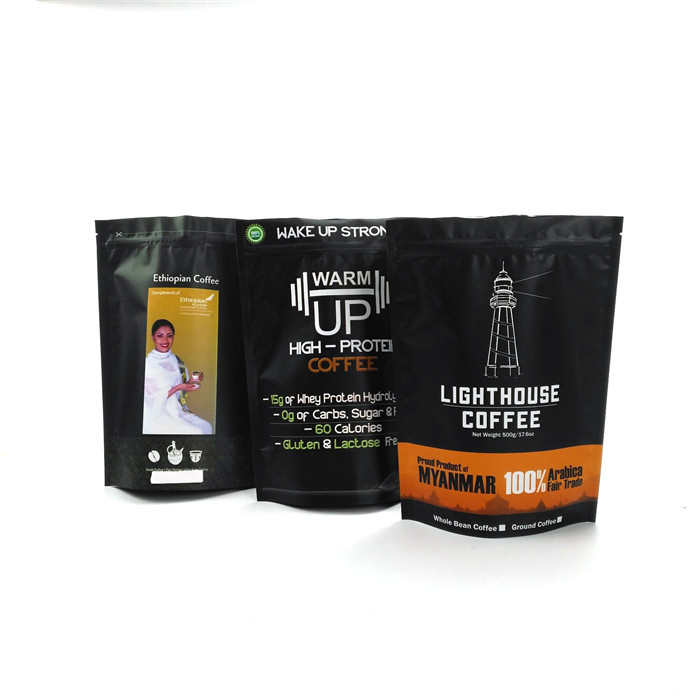 アルミ ホイルの無光沢の白1kgのコーヒー マイラー袋はジッパーが付いているコーヒー豆の袋を立てます