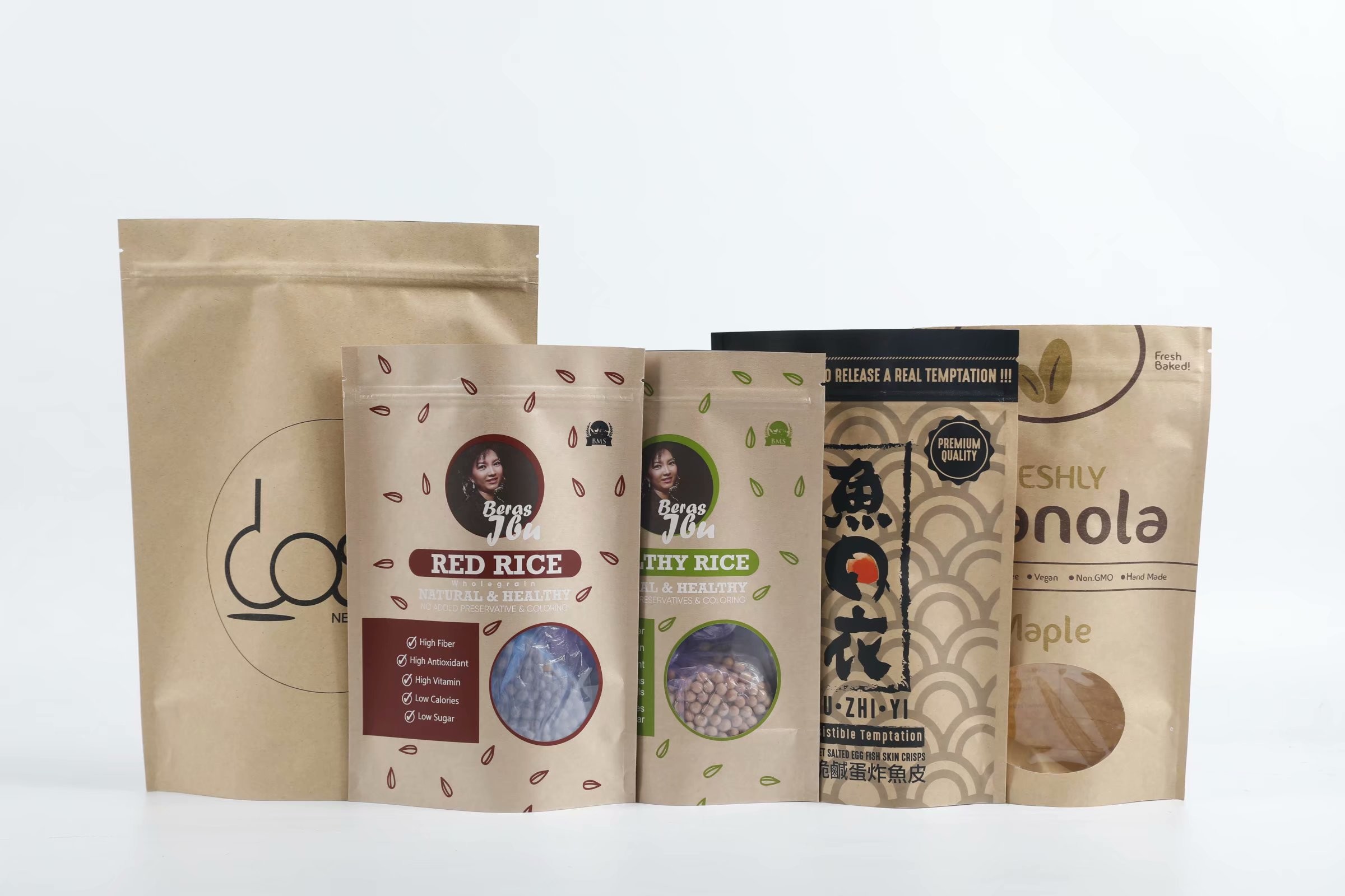 湿気の防止のクッキーはクラフト紙の袋を立てます