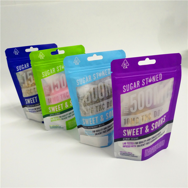 3.5g 1/8ozの臭いの証拠のタンパーの明白なジッパー ロックの子供の麻の花CBD Gummiesの包装のための抵抗力がある出口のマイラー袋