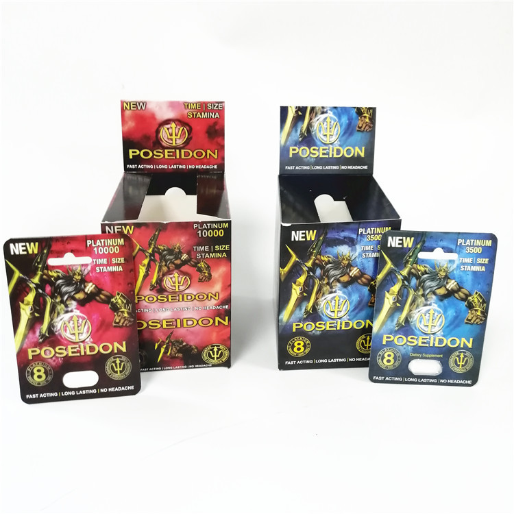 注文の印刷紙カード男性の増強物の性の性能のPoseidonのカード箱を表示しなさい