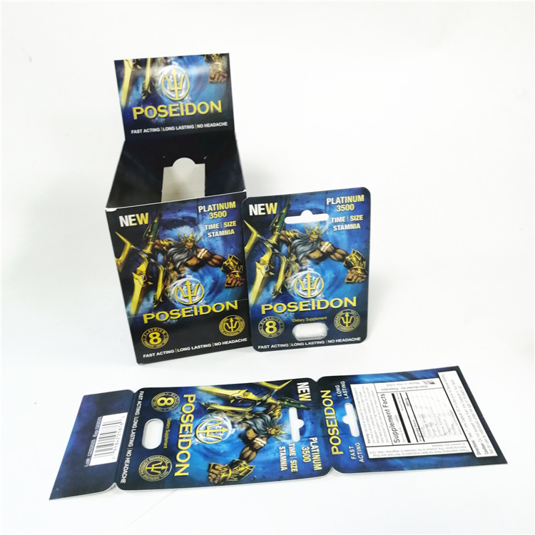 表示習慣は紙カードの男性の増強物の性の性能の赤いPoseidonのカード箱を印刷した