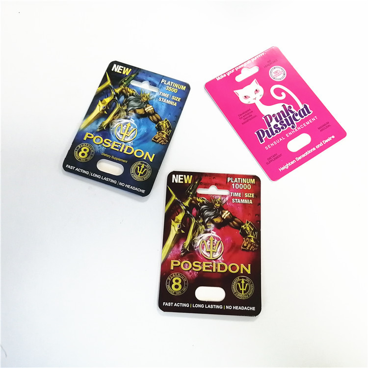 サイの丸薬男性の増強物の性の性能のサイの形のカプセルの紙カードのためのディスプレイ・ケース