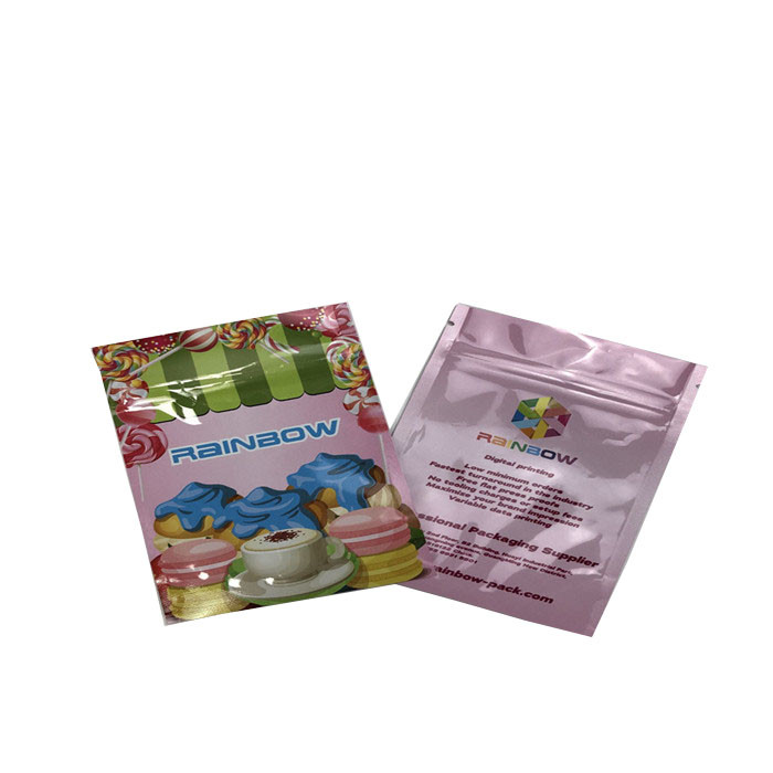 Customized Glossy Surface Digital Printing Plastic Zip Lock Flat Bag With Aluminum Foil Bags For Kid Cookies Packaging