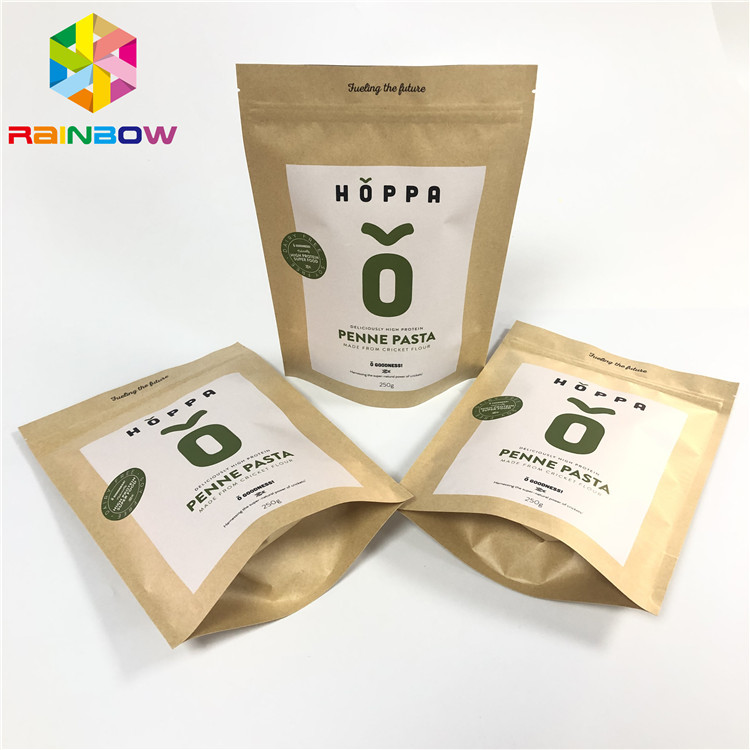 ジップ ロック式のペーパー包装の袋の上の注文の印刷されたブラウン クラフトの紙袋のresealable立場