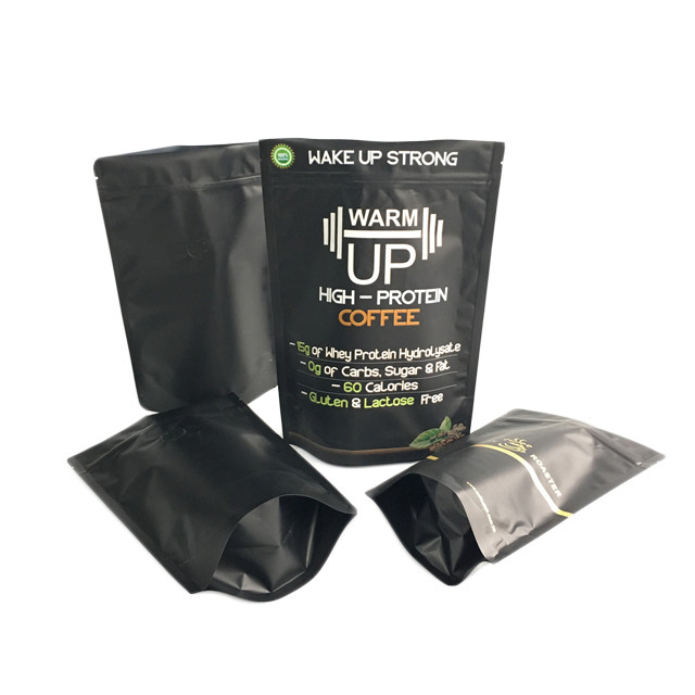 金の印刷のコーヒー バッグのジッパーの包装袋の上の無光沢の黒い終わりホイルの立場