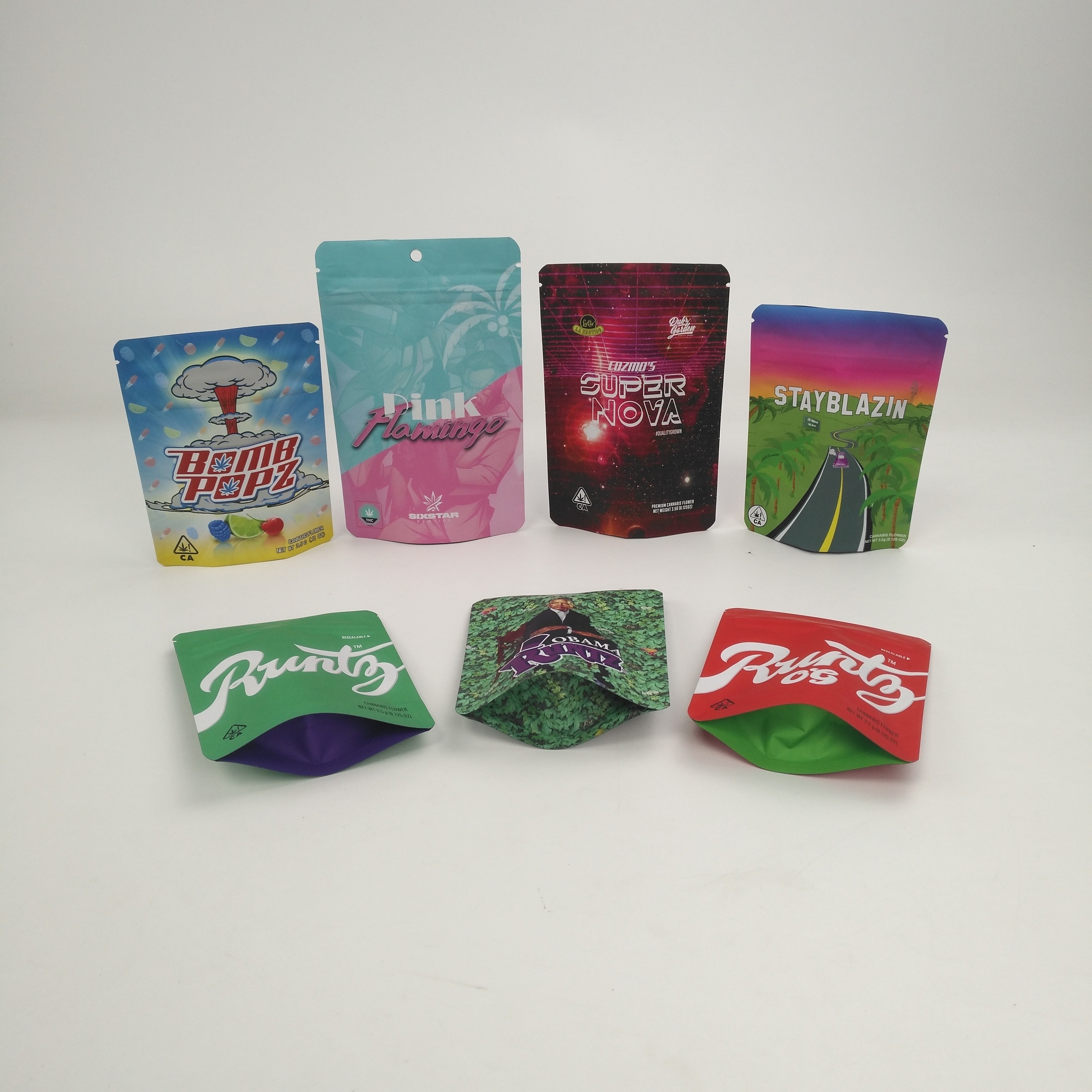 カスタマイズされたロゴ3.5g 7g 14g 28g 1poundのクッキーはKushのための袋をかすませるハーブCBDのインド大麻Runtzを立てる