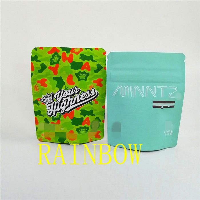 3.5g柔らかいタッチの袋の包装袋の上の黒い無光沢の子供の証拠のジッパーの包装袋/雑草の立場