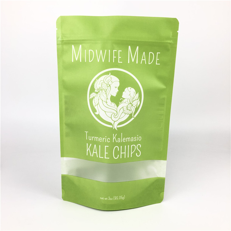 注文の印刷された食品等級はプラスチック ホイルのビスケットが明確な窓が付いているペーパー包装袋を欠くジッパー ロックのシールの上に立つ