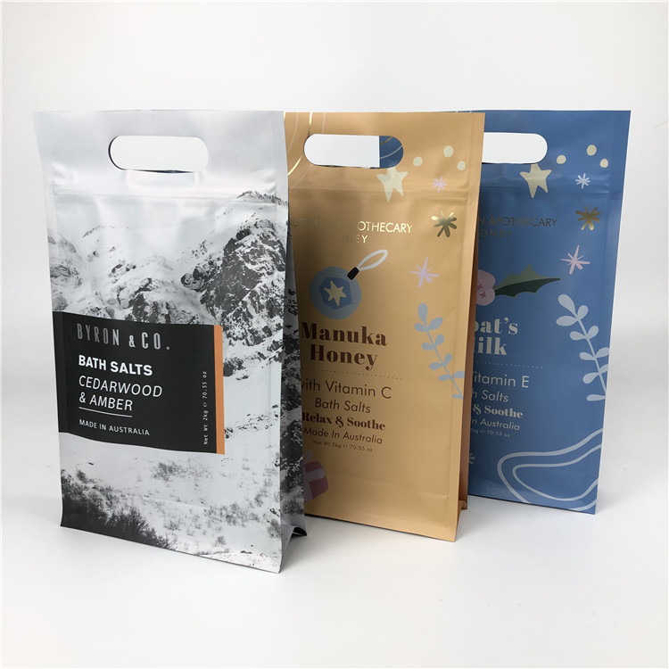 ボディのためのハンドルが付いている平底のジッパー ロックの食品等級の平底袋は包装をごしごし洗う