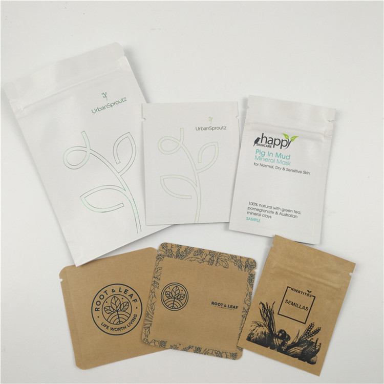 ジッパー空ホイルのコーヒー茶丸薬磨き粉によって包む小型クラフト紙の化粧品の袋