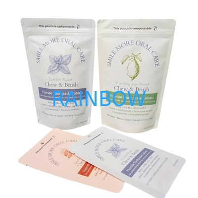 生分解性クラフト紙袋 白 スタンドパウチ ジッパー付き プラスチック包装 ペットフード用 コンポスト可能