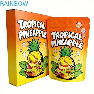 カスタム 3.5 マイラーバッグ 展示用箱付き フラワー・キャンディー・クッキー・ガミー・パッケージング 子供用 3.5g 7g 14g 切断式マイラーバッグ