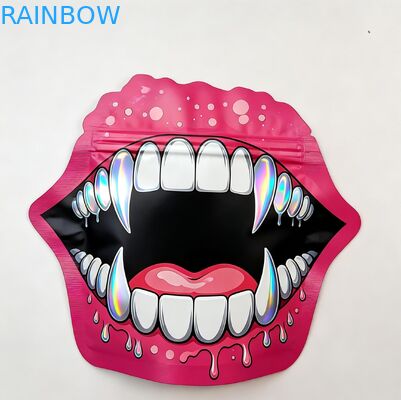 ソフトタッチホログラフィックマイラーバッグ（ジッパー付き）キャンディー、ハーブ、ドライフラワー、グミ、ビスケット、砂糖用、チャイルドプルーフ包装